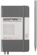 Записная книжка Leuchtturm A6 (в клетку), 187 стр., твердая обложка, антрацит
