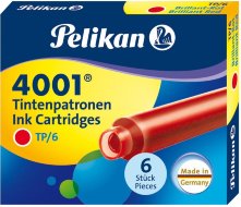 Картридж для ручек перьевых Pelikan INK 4001 TP/6, Brilliant Red, 6 шт